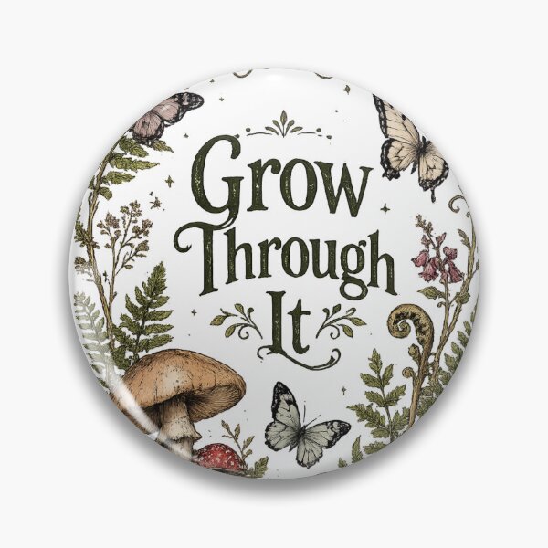 Item preview, Grow Through it butterflies mushrooms designed and sold by SunBeamStar.