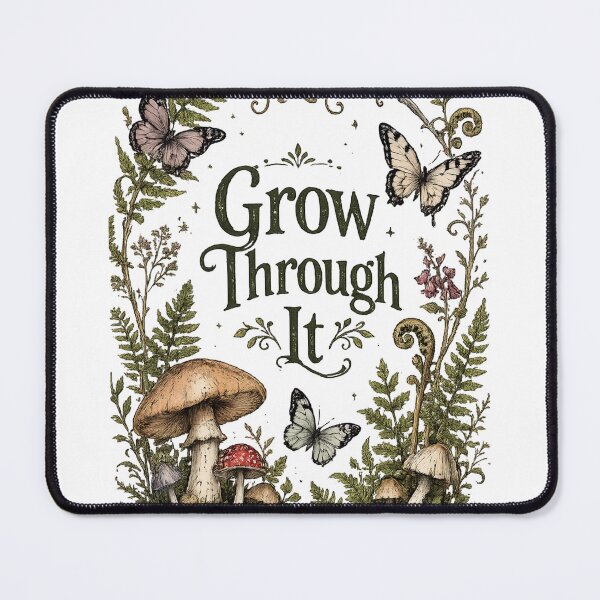 Item preview, Grow Through it butterflies mushrooms designed and sold by SunBeamStar.