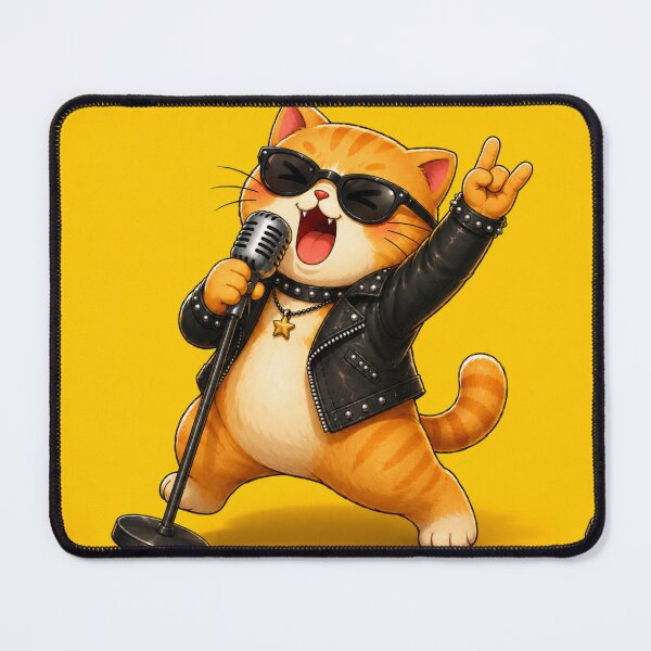 Item preview, Young GingerCat Catrio Vocalist Cute Rockstar Cat Illustration designed and sold by Mindworx21.