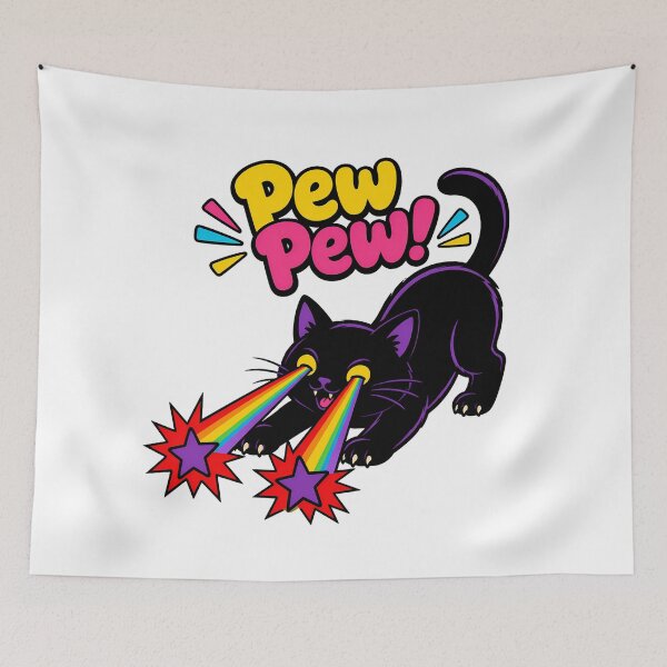 Item preview, Pew Pew Cat With Laser Eyes Comic Cartoon designed and sold by chattsuede.
