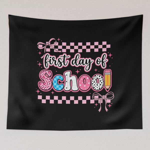 Item preview, First Day Of School Coquette Pink Bow Checkerboard Aesthetic designed and sold by IsDesignHub.