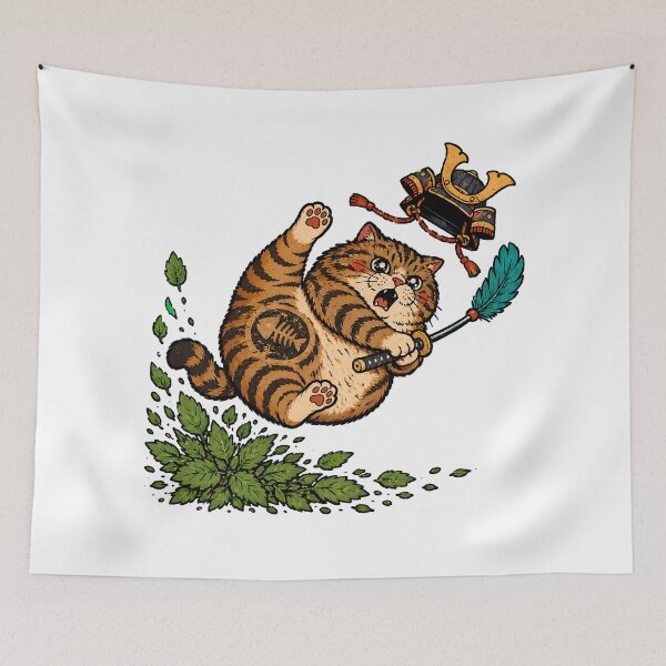 Item preview, Catnip Samurai Cat Playful Tabby Warrior designed and sold by chattsuede.