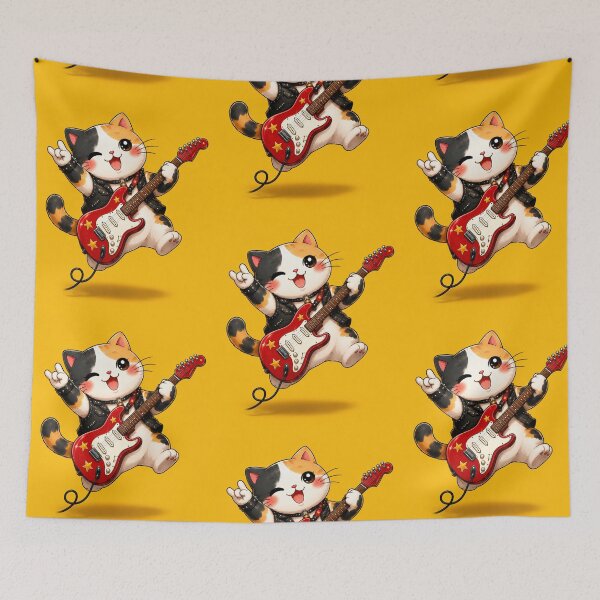 Item preview, Catrio Calico Young Guitar Enthusiast Cute Tween Cat designed and sold by Mindworx21.
