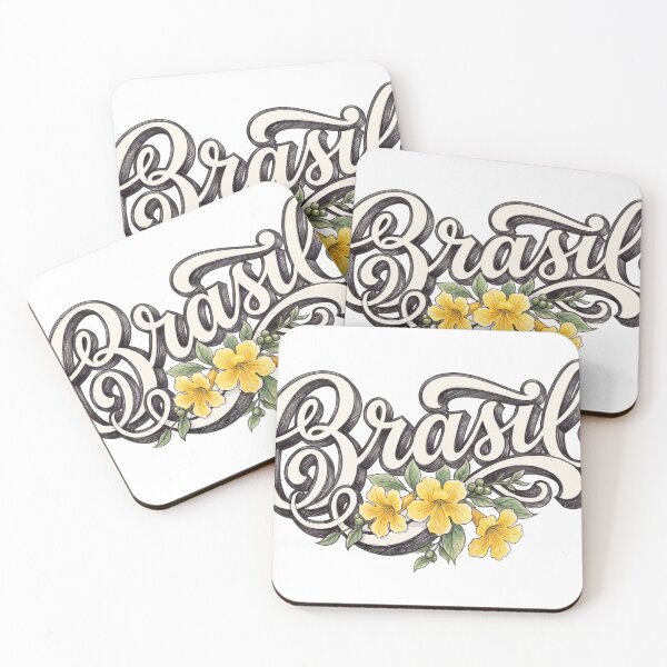 Item preview, Brasil Yellow Floral Vintage Lettering designed and sold by castillomiami.