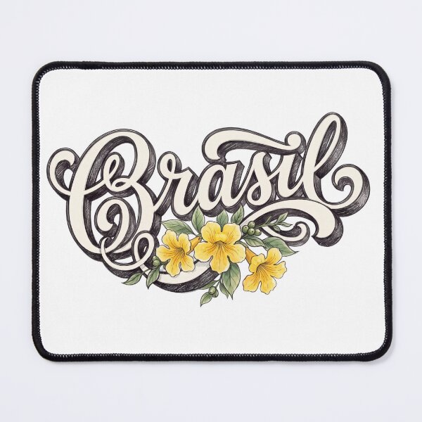 Item preview, Brasil Yellow Floral Vintage Lettering designed and sold by castillomiami.