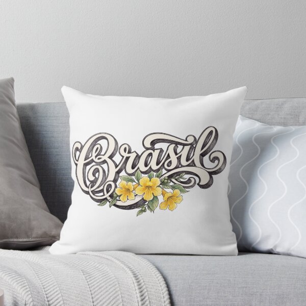 Item preview, Brasil Yellow Floral Vintage Lettering designed and sold by castillomiami.