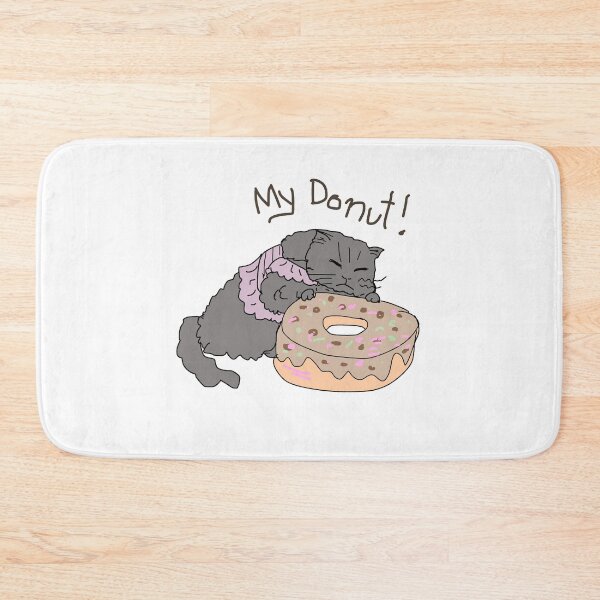 Item preview, My Donut! Cute Grumpy Cat Hugging Donut Illustration designed and sold by AbbyWorldStudio.
