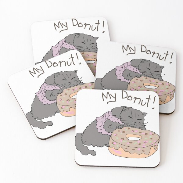 Item preview, My Donut! Cute Grumpy Cat Hugging Donut Illustration designed and sold by AbbyWorldStudio.
