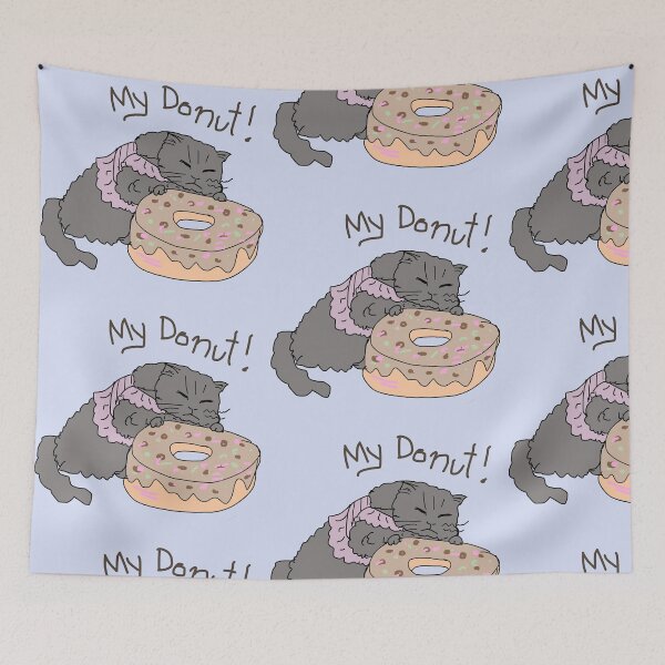 Item preview, My Donut! Cute Grumpy Cat Hugging Donut Illustration designed and sold by AbbyWorldStudio.