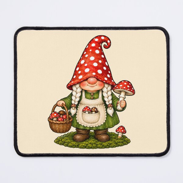 Item preview, Mushroom Forager Gnome with Woodland Basket designed and sold by Victor Shadehorn.