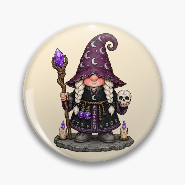 Item preview, Moonlit Witch Gnome with Crystal Staff and Skull designed and sold by Victor Shadehorn.