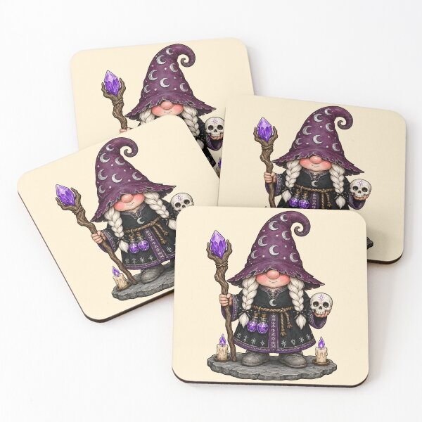 Item preview, Moonlit Witch Gnome with Crystal Staff and Skull designed and sold by Victor Shadehorn.