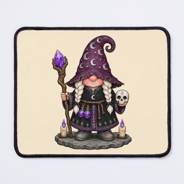 Item preview, Moonlit Witch Gnome with Crystal Staff and Skull designed and sold by Victor Shadehorn.
