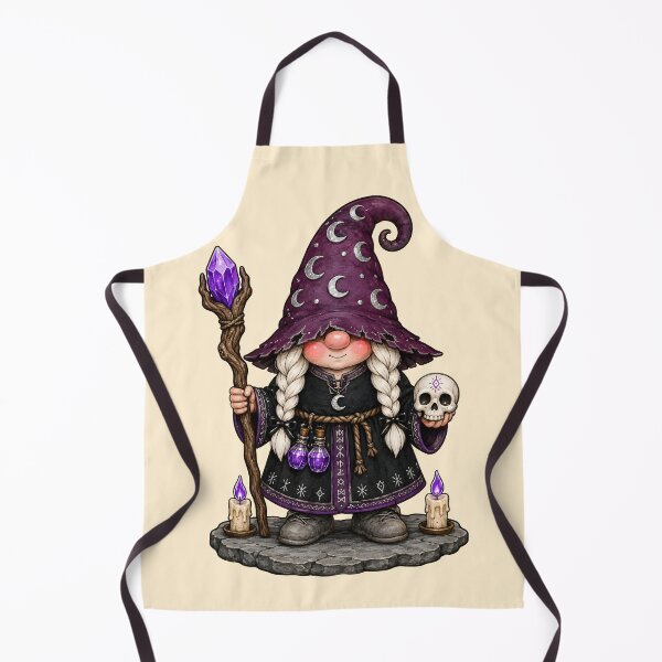 Item preview, Moonlit Witch Gnome with Crystal Staff and Skull designed and sold by Victor Shadehorn.