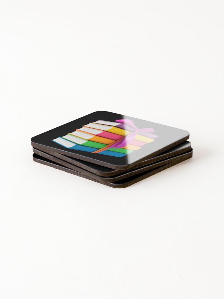 Thumbnail 4 of 5, Coasters (Set of 4), Colorful Gift Wrapped Book Stack designed and sold by Codavid85.