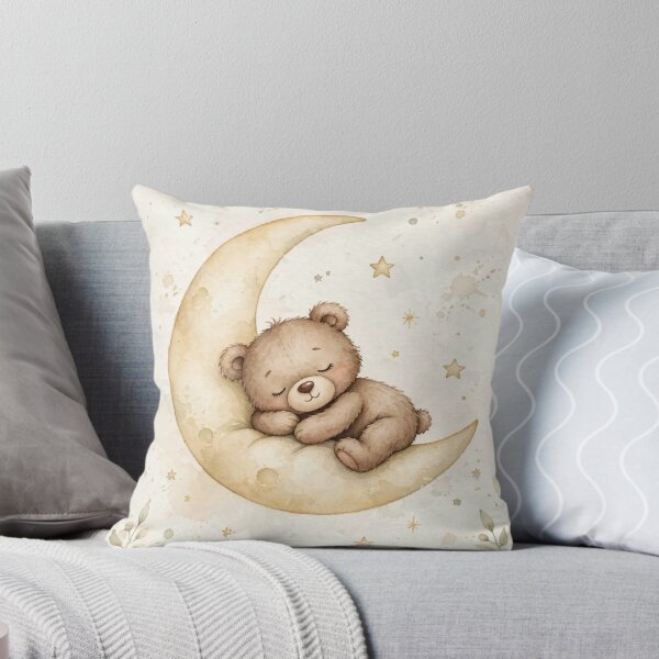 Item preview, Teddy Bear Sleeping On Moon - Dreamy Nursery Wall Art - Stars and Moon designed and sold by Katte to.