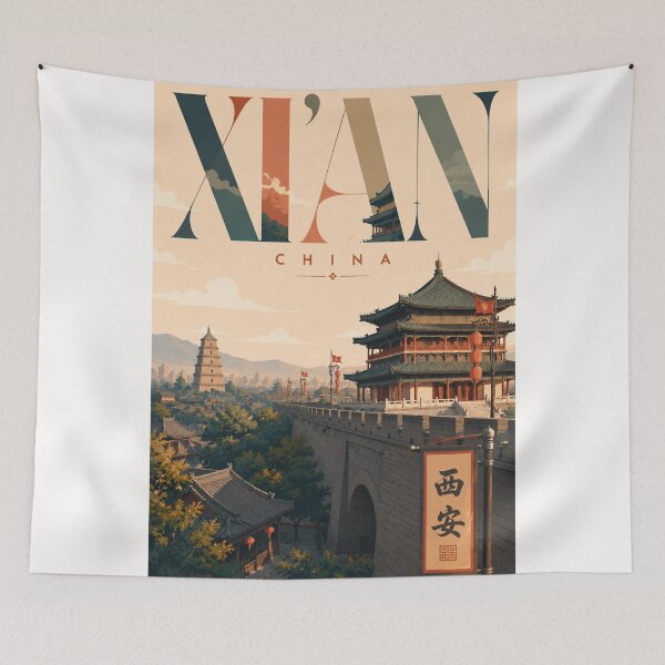 Item preview, Ancient Xi'an City Wall and Giant Wild Goose Pagoda Shaanxi China designed and sold by Places On Earth.