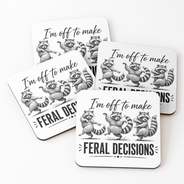 Item preview, I'm Off To Make Feral Decisions funny racoons designed and sold by INKRebelGraphic.