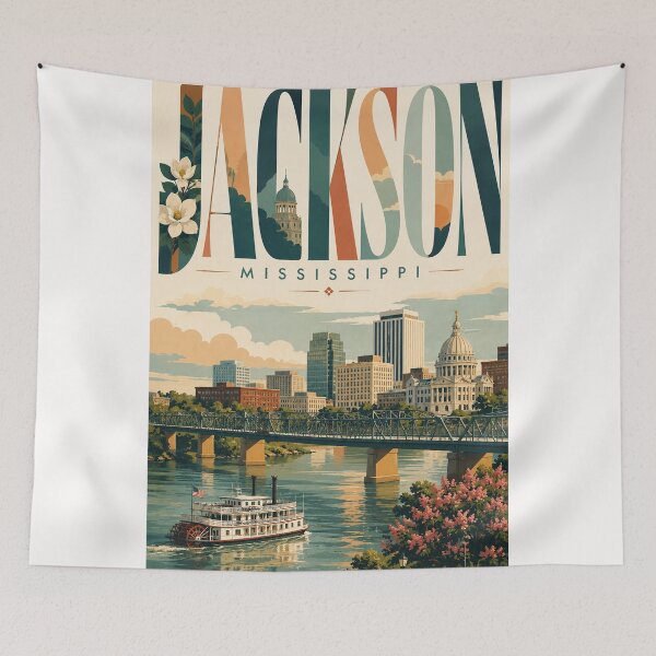 Item preview, Jackson Mississippi Skyline and Mississippi State Capitol on the Pearl River designed and sold by Places On Earth.
