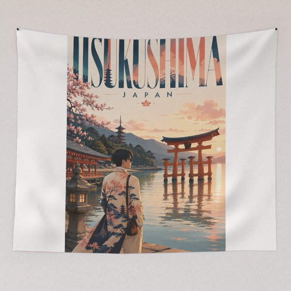Item preview, Itsukushima Shrine and Miyajima Island at Sunset Hiroshima Japan designed and sold by Places On Earth.