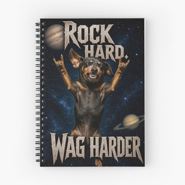 Item preview, Dachshund in space. Rock Hard. Wag Harder. designed and sold by ShindigiddyDog.