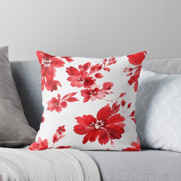 Item preview, Striking Red Watercolor Floral Pattern designed and sold by zenjiinspired.