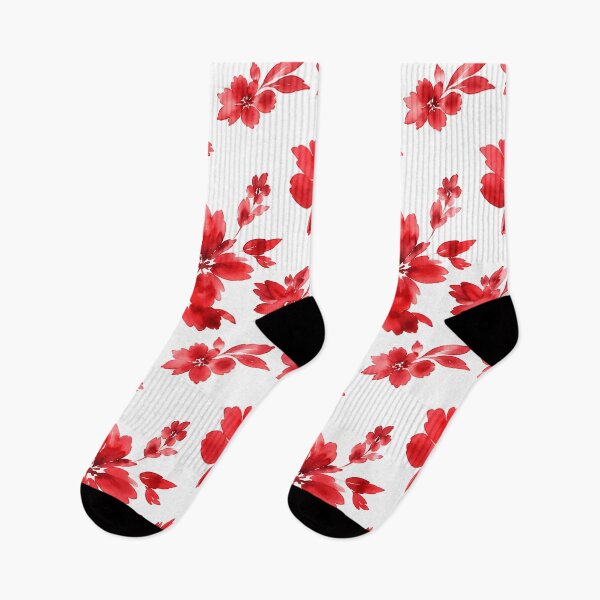 Item preview, Striking Red Watercolor Floral Pattern designed and sold by zenjiinspired.