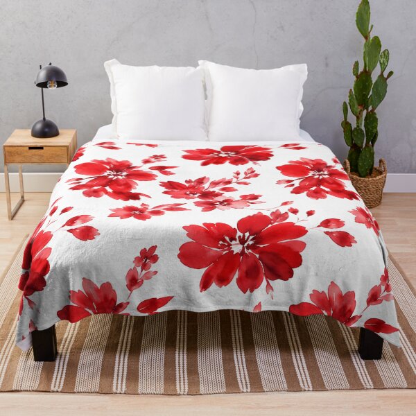 Item preview, Striking Red Watercolor Floral Pattern designed and sold by zenjiinspired.