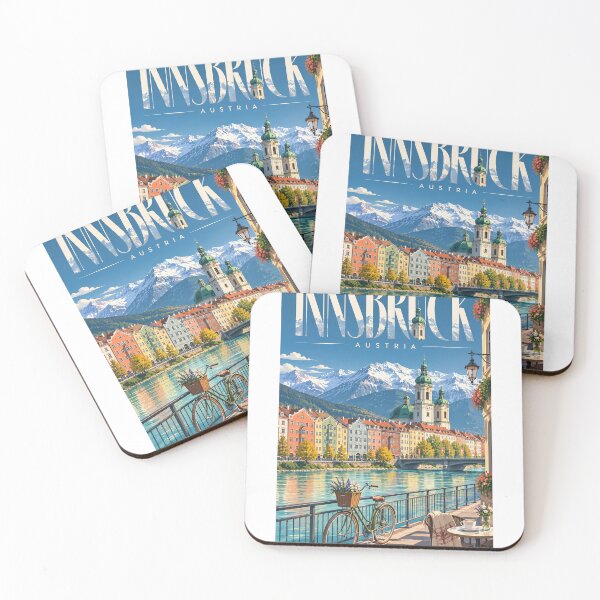 Item preview, Colourful Innsbruck Skyline with Nordkette Mountains and Inn River Austria designed and sold by Aryabek.