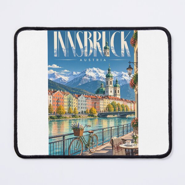 Item preview, Colourful Innsbruck Skyline with Nordkette Mountains and Inn River Austria designed and sold by Aryabek.