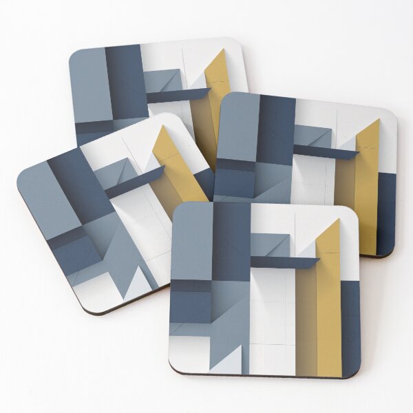 Item preview, Minimalist Geometric Abstract Wall Art in Navy and Mustard designed and sold by semenol.