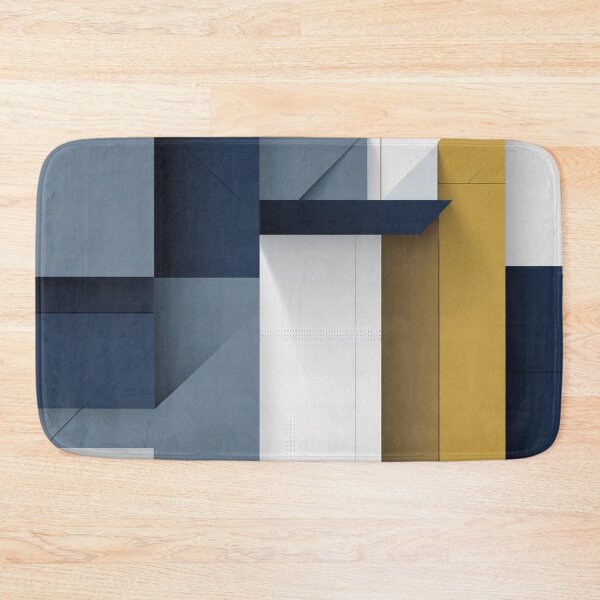Item preview, Minimalist Geometric Abstract Wall Art in Navy and Mustard designed and sold by semenol.