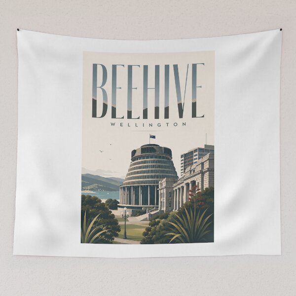 Item preview, Beehive Parliament Buildings and Wellington Harbour New Zealand designed and sold by Aryabek.