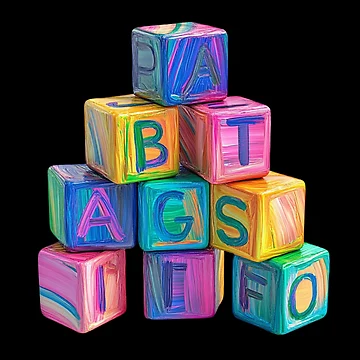 Artwork thumbnail, Colorful Alphabet Blocks Stack by Codavid85