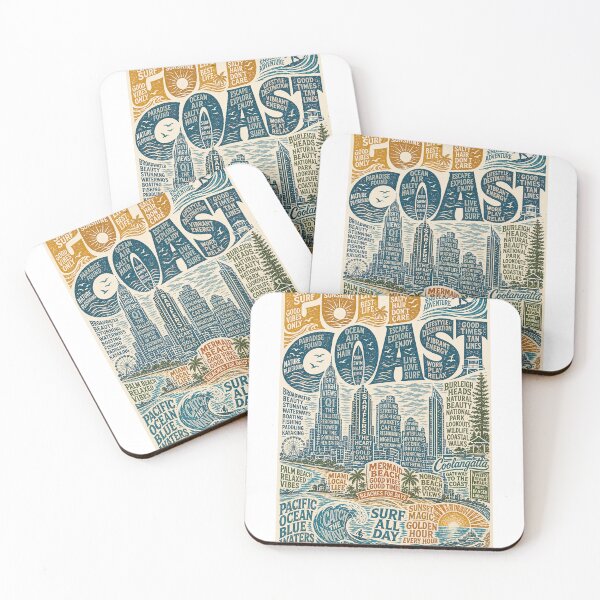 Item preview, Gold Coast Queensland Australia Skyline with Surfers Paradise Burleigh Heads and Pacific Ocean Coastline designed and sold by Aryabek.