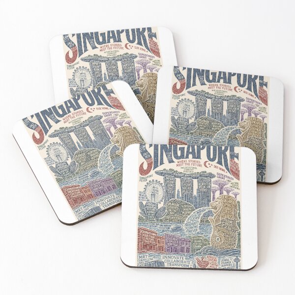 Item preview, Singapore Marina Bay Sands Merlion and Gardens by the Bay City Skyline designed and sold by Aryabek.