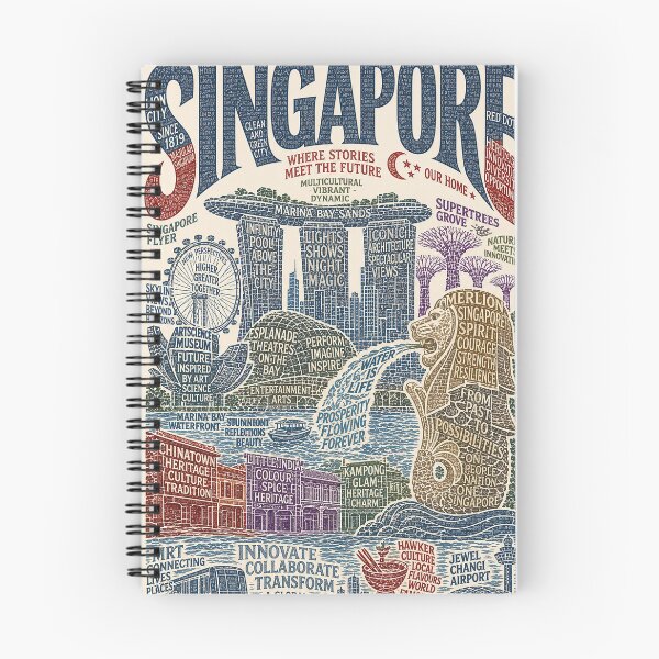 Item preview, Singapore Marina Bay Sands Merlion and Gardens by the Bay City Skyline designed and sold by Aryabek.