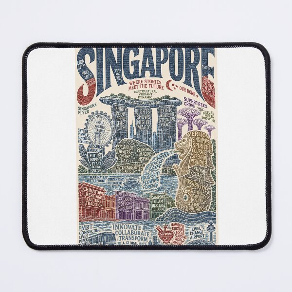 Item preview, Singapore Marina Bay Sands Merlion and Gardens by the Bay City Skyline designed and sold by Aryabek.