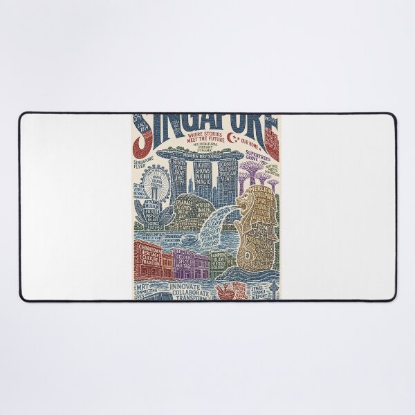 Item preview, Singapore Marina Bay Sands Merlion and Gardens by the Bay City Skyline designed and sold by Aryabek.
