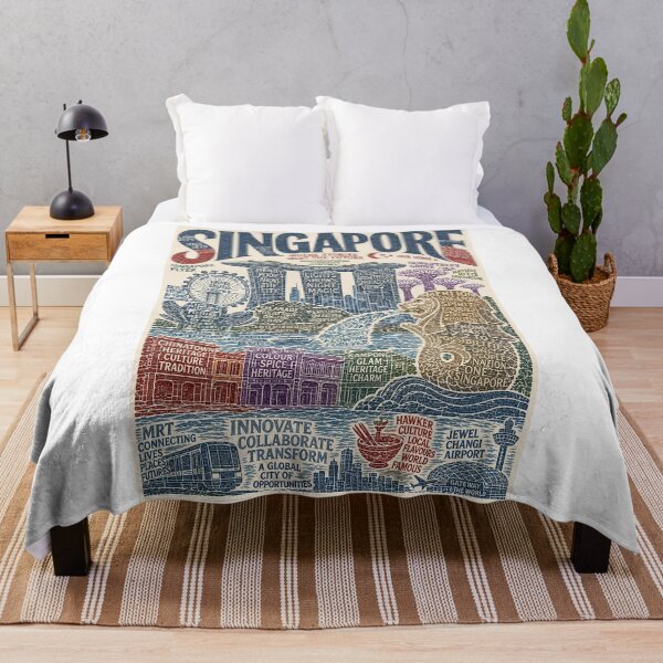 Item preview, Singapore Marina Bay Sands Merlion and Gardens by the Bay City Skyline designed and sold by Aryabek.