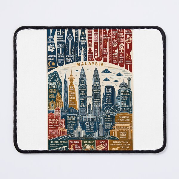 Item preview, Kuala Lumpur Malaysia with Petronas Twin Towers Batu Caves and Merdeka Square designed and sold by Aryabek.