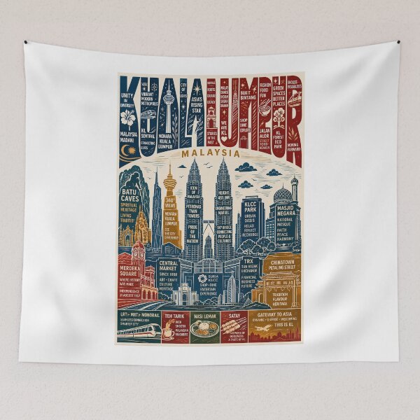 Item preview, Kuala Lumpur Malaysia with Petronas Twin Towers Batu Caves and Merdeka Square designed and sold by Aryabek.