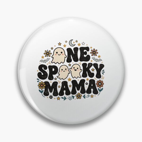 Item preview, Groovy One Spooky Mama Halloween Ghosts Retro Floral Tee designed and sold by Ink & Void Co..