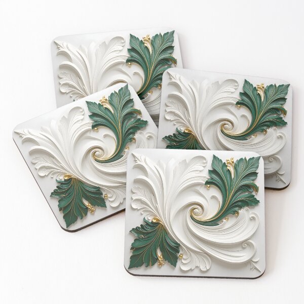 Item preview, Elegant Green and White Swirls designed and sold by Vicky Brago-Mitchell®.