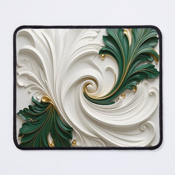 Item preview, Elegant Green and White Swirls designed and sold by Vicky Brago-Mitchell®.