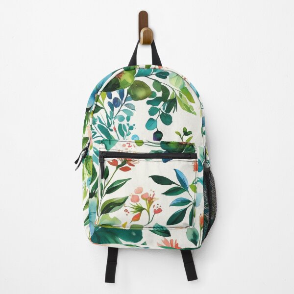 Aperçu de l'œuvre Sac cabas à motif floral botanique aquarelle | Motif jardin de fleurs bleues et de feuilles vertes créée et vendue par FestivityFinds.
