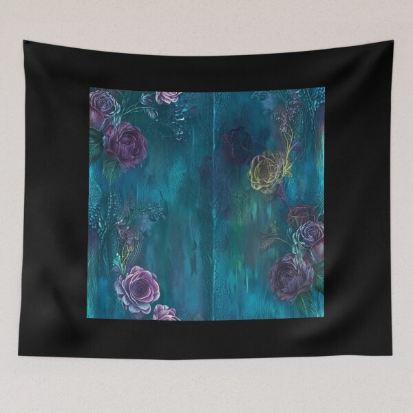Item preview, Dark Gothic Floral iPhone Case | Purple Rose Botanical Garden Teal Vintage Flower Design designed and sold by FestivityFinds.