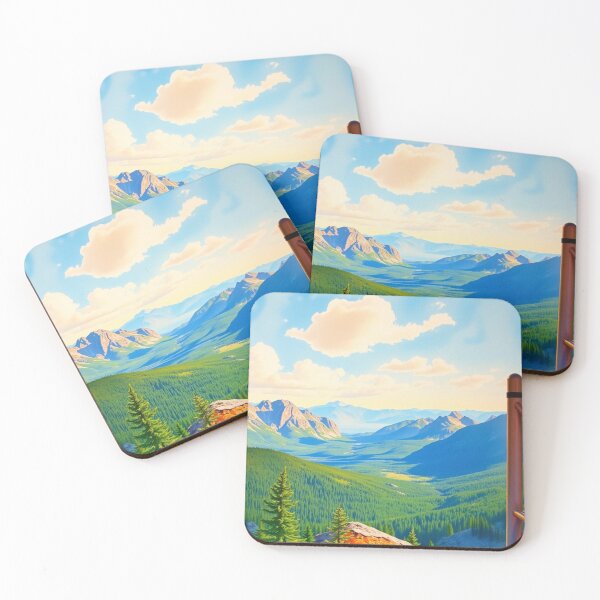 Item preview, Majestic Mountain Valley Vista – Scenic Alpine Landscape with Forest & Railing Viewpoint designed and sold by EllDAV777.