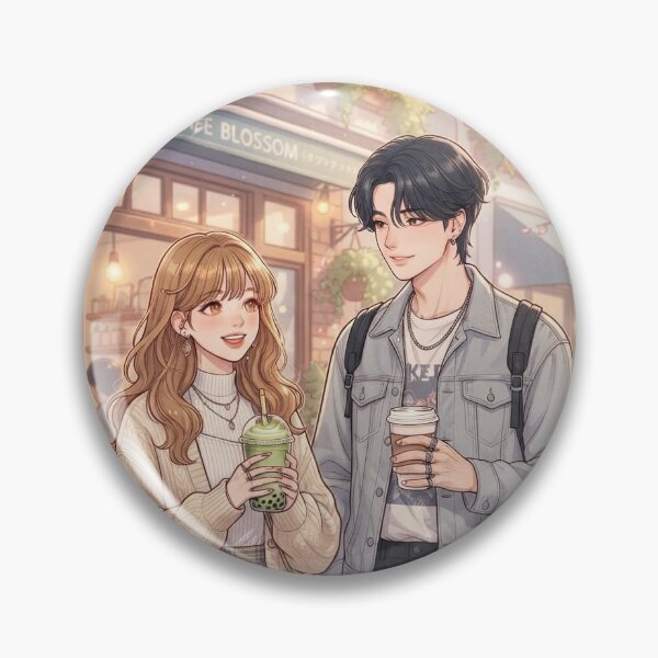 Item preview, Couple at Cafe Blossom — Aesthetic Illustration designed and sold by SolangeCelestial.