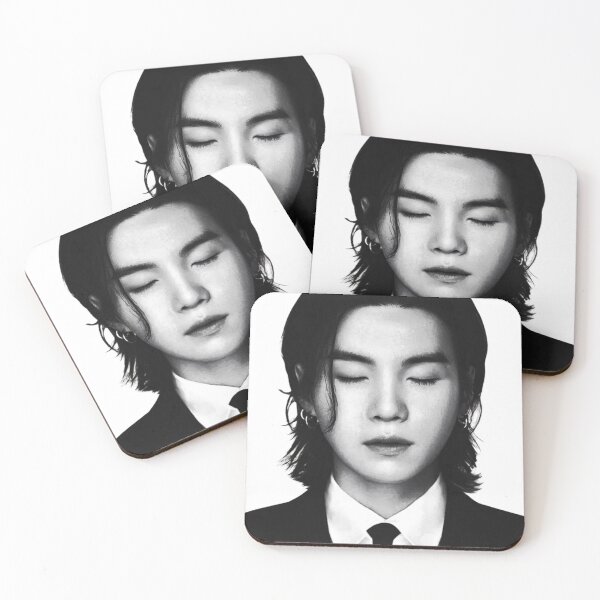 Item preview, Suga BTS Minimalist Black and White Portrait - Agust D Eyes Closed Aesthetic designed and sold by Mooncreates7.